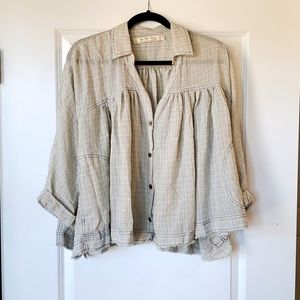 NWOT free people multicolor plaid button down top